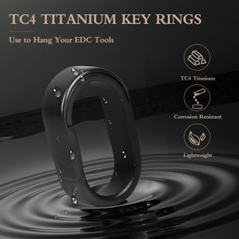 WAPSAT Titanium Key Rings, 3 Quick Release Split Keychain with 3 Keyrings, Titanium Keychain Connecting for Home Car Keys, Black(3ti+2rings), Small