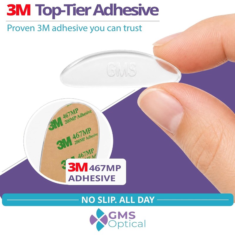 GMS Optical Adhesive Silicone Nose Pads for Glasses |1.3mm Ultra-Thin,