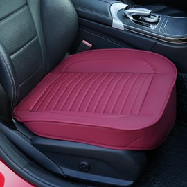 Kaomim1 Pack Leather Front Car Seat Cover, Full Wrap Driver Luxury Waterproof Bottom Auto Seat Cushion Pad Mat for Most Vehicles Universal Interior Decor Car Accessories(Dark red3/Only one)