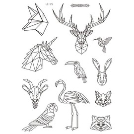 Graphic Animal Tattoos Deer Tattoo Bird Tattoo Unicorn Tattoo Fake Tattoos Temporary Tattoos LC125