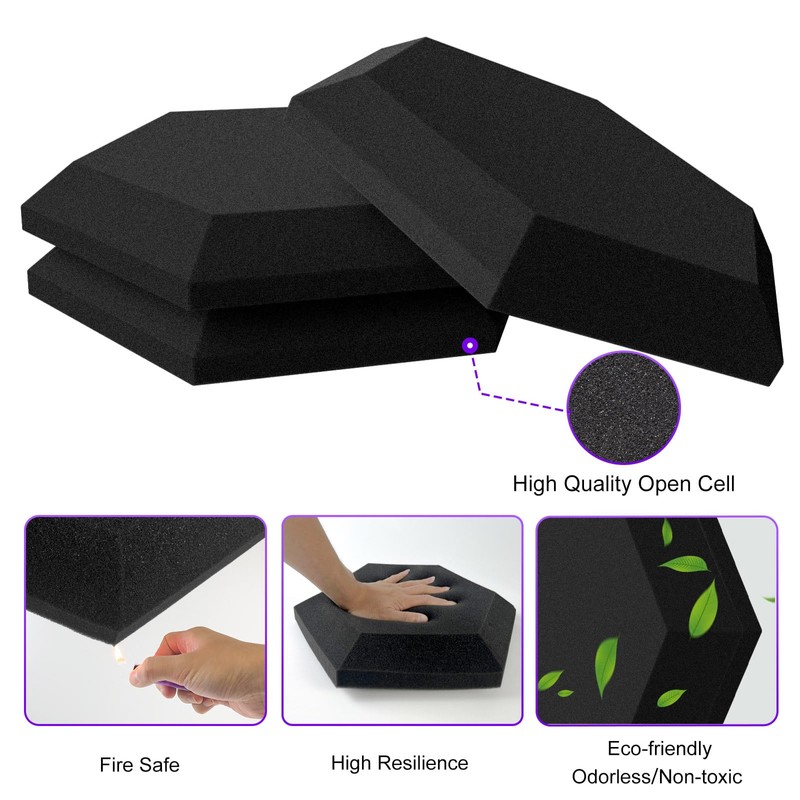 TroyStudio Thick Acoustic Foam Panels, 13.8 X 11.8 X 2