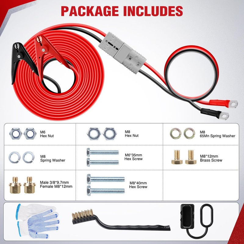 Nilight 1 Gauge 25 Feet Heavy Duty Jumper Cables 900