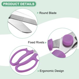 M METERXITY Garden Flower Scissor, 18cm Stainless Steel Floral Shear, Pruning Shears with Round Blade for Plant Trimming/Flower Arrangement/Fruit Picking, Hand Pruner Snip [Purple]