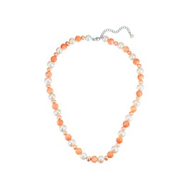 Valero Pearls Women's Necklace 925 Sterling Silver Rhodium-Plated with Potato Freshwater Cultured Pearl Approx. 4.0-8.5 mm Coral Pearl Necklace