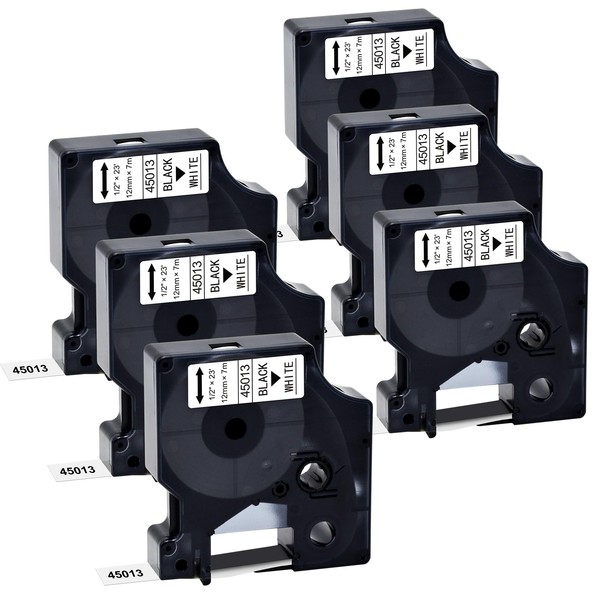 MeaBefit 6-Pack Compatible with Dymo D1 Label Tape 45013 Black