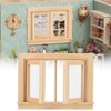 Ejoyous 1:12 Dollhouse Furniture, Miniature Wooden Window Double Window Simulation