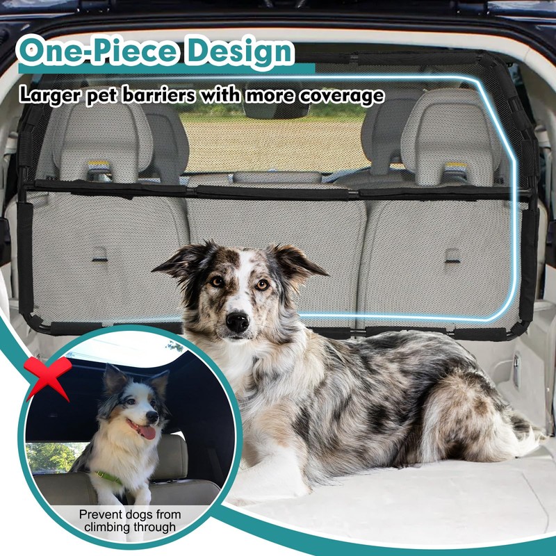 Dog Car Barrier Escape-Proof, 56" Wide Divider for 2nd 3rd