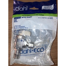 Dahl Mini Ball Supply Stop Valve  PEX-A 1/2" F1960 x 1/4" angle refrigerator Ice