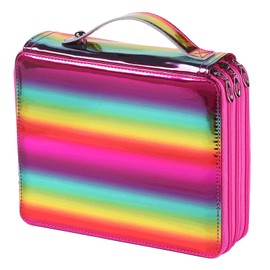 Shulaner 120 Slots Colored Pencil Case with Zipper Closure Pencils Bag Waterproof PU Leather Pen Organizer Storage Holder for Artist (Rainbow)