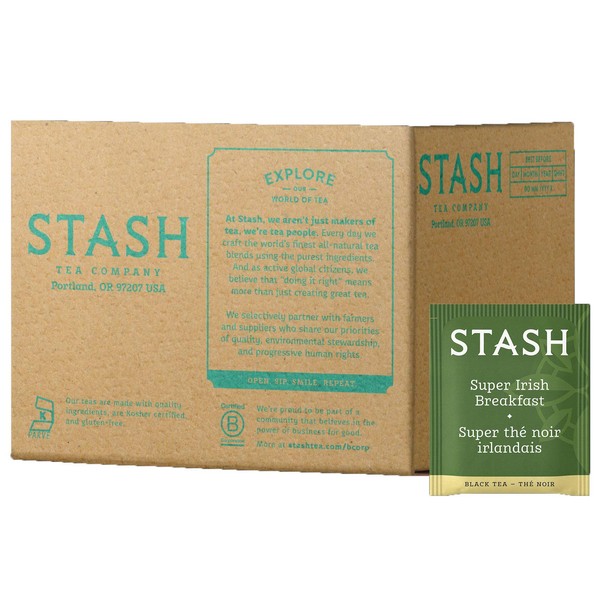 Stash Tea Super Irish Breakfast Black Tea, Box of 100 Tea Bags (Packaging May Vary)