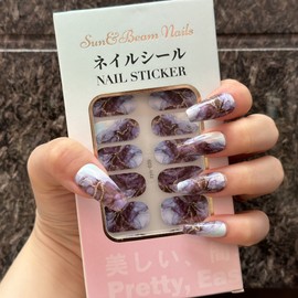 Sun&Beam Nails ネイルシール ジェルネイルシール 手用 貼るだけ 人気 かわいい おしゃれ デザイン ネイル シール フルカバー 付け爪 セルフネイル 長持ち はがせるジェルネイル 6枚 セット (#2 マーブル)