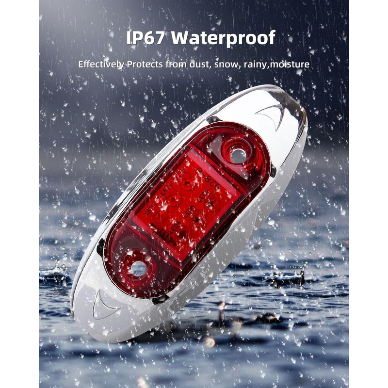 LBRST Oval LED Trailer Lights Red Led Side Marker Light