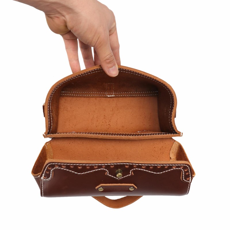 TOURBON Retro Bike Handlebar Bag Genuine Leather Bicycle Rear Saddle