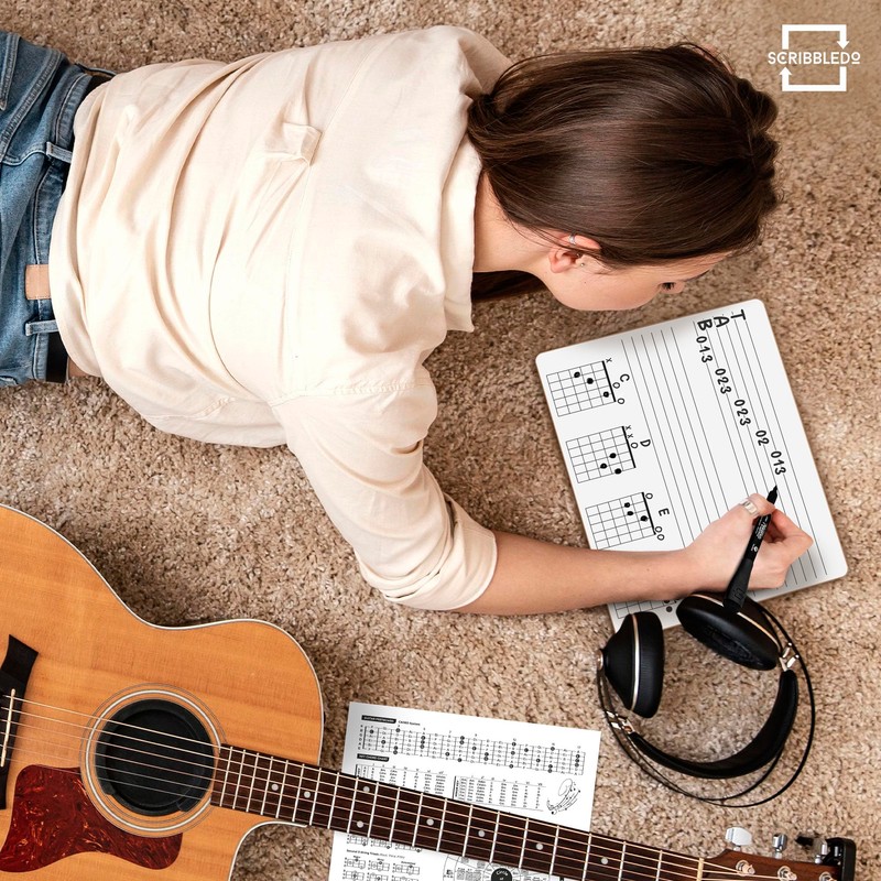 SCRIBBLEDO Guitar Practice Dry Erase White Board Lapboard 11 x