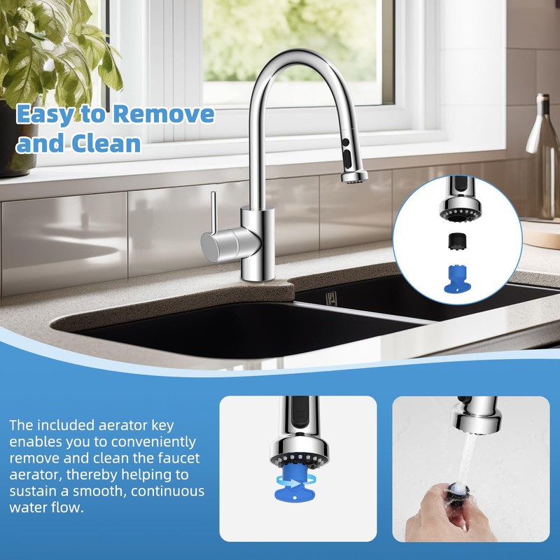 Hibbent Stainless Steels Pull Down Faucet Head Replacement, NSF/ANSI/CAN 61