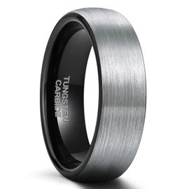 SHINYSO 6mm Tungsten Carbide Rings Black Matte Engagement Wedding Band for Men Women Comfort Fit Size 10