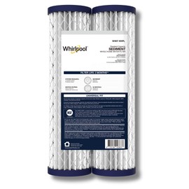 Whirlpool 2.5"x10" Sediment Water Filter Replacement Cartridge WHKF_WHPL, NSF Certified 20-Micron Rating Protects Home Appliances, Fits Whole House Filtration Housings WHKF-DWHV and WHKF-DWH, 2-Pack