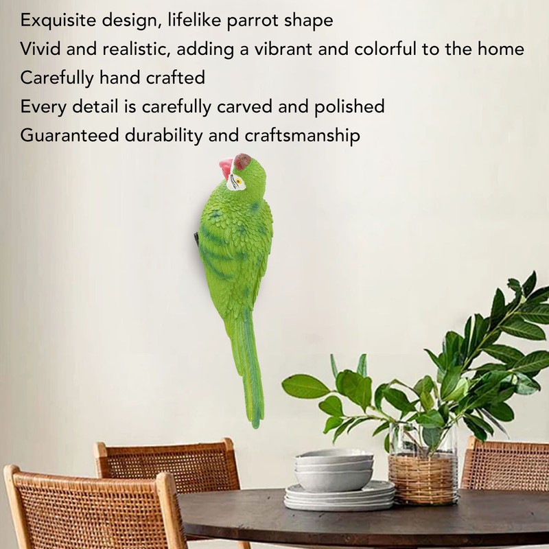 Parrot Figurine Simulation Vivid Innovative Wall Mounted Hand Painted Resin