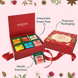 VAHDAM Assorted Chai Tea Sampler Gift Set (6 Flavors, 60 Tea Bags) Gluten Free, 100% Natural Ingredients - New Year Gifts 2024 | Gifts For Women & Men | Tea Gift Set
