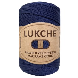 Lukche 3mm Premium Polyester Macrame Cord (147 Yards), (8.82 Oz) 100% Polypropylene Macrame Rope, Colorful Yarn Crochet Macrame Bag Craft for Wall Hangers, Bottom Plates, Carpets (Navy Blue 1)