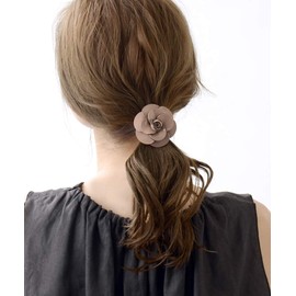 VINGTAINE H7342-MOC-HGOM Camellia Color Hair Elastic Pony Hook Hair Cuff Flower Flower Cute Second Party Hair Accessory