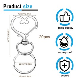 ZAMXHUG Key Ring Stainless Steel Small – 20 Pieces Carabiner Key Ring Craft DIY Rings Carabiner Hook with Swivel Joint (Heart Shape)