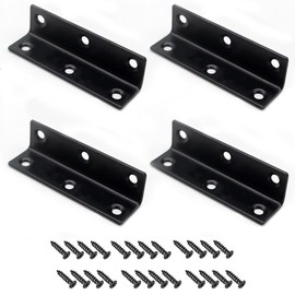 4Pcs Angle Brackets for Wood , 80x20X20mm Corner Brackets Stainless Steel L-Shaped Brackets 90 Degree Corner Brace Sleeper Bracket for Indoor and Outdoor Wooden Furniture, Fences Fixing with Screws