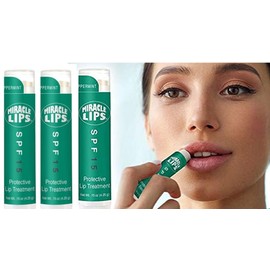 3 Pack of Miracle Lips 15 Lip Balm Protection with Organic Base of Ingredients (3 tubes)