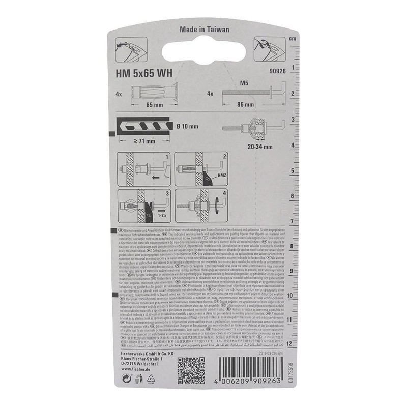 Fischer 090926 – Blister HM-NA 5 x 65 K NV