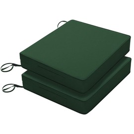 Favoyard Patio Chair Cushions 18.5 x 16 x 3 Inch Waterproof Outdoor Seat Cushions for Patio Furniture 3-Year Color Fastness Garden Sofa Couch Chair Pads with Handle & Adjustable Straps Set of 2, Green