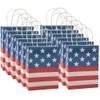 Traditional American Flag Kraft Paper Gift Bags Medium 6 1/2"