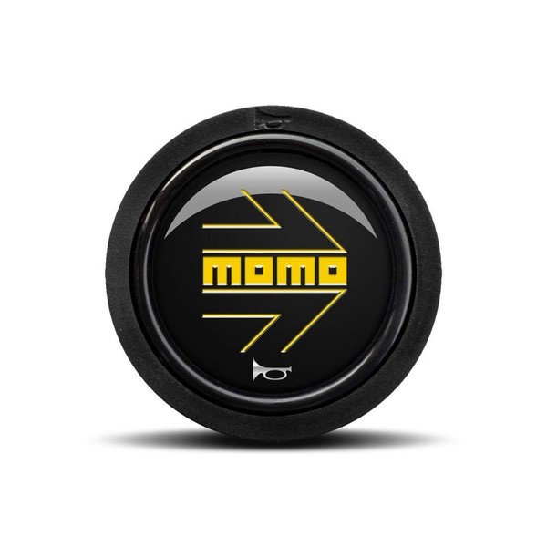 MOMO 2 x Arrow Glossy Black Yellow Logo Buttons