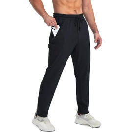 SEVEGO Men's 31"/33"/35"/37" Inseam Tall Sweatpants Zipper Pockets Tapered Joggers Athletic Workout Pants Black, L