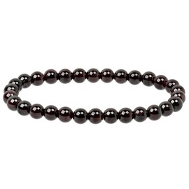 ELEDORO Stretch Bracelet Made of Real Gemstone Beads (6 mm) - Pearl Bracelet for Stylish Elegance, Gemstone, Garnet