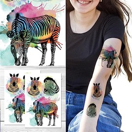 Supperb Temporary Tattoos - Watercolor Zebra Tattoos (Set of 2)