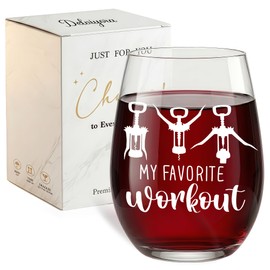 Funny Wine Gift for Women,Men,Friends,Sister,Coworker,Colleague,Workmate,My Favorite Workout Stemless Wine Glass, Funny Drinking Glass for Wine Lover, Birthday Christmas Gift for Mom Grandma Coworker
