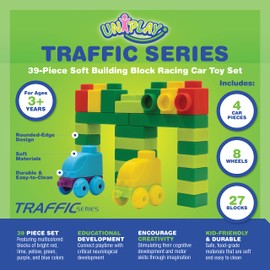 UNiPLAY Race Car Set, Building Block Car Toys for Cognitive Development, Motor Skills, Sensory Learning, Educational Toy for 3 Years Old and Up (39 Piece-Set)
