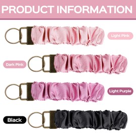 Janmercy 4 Pcs Elastic Scrunchie Wristlet Bracelet Keychain Multicolor Soft Wristband Bracelet Keyring Satin Stretchy Key Ring Bracelet for Women