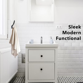 HUDSON BATH DualSphere Double Hooks – Wall Mount Hooks for Bathroom & Entryways – Dual Prong Design for Hanging Towels, Bags, Coats & Accessories (2-Pack, Matte Black)