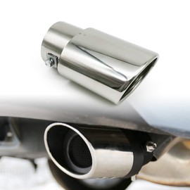Punta de escape de coche de acero inoxidable, 2.5 a 3.3 pulgadas, ajustable, decoración de coche, acabado chapado en cromo, punta de tubo de escape, tornillo/abrazadera, punta de escape universal para