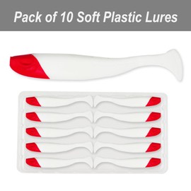 20Pcs Pack Soft Plastic Lures Bait Great for Sinker Hook Saltwater Fishing Freshwater Reef Paddle Tail Swimbait Fishing (Orange)