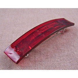Stained Glass Barrette - Large 3.5" 90mm - Ruby Red Crimson Scarlet Transparent Bright Fire Red Slide Clip Hair Accessories