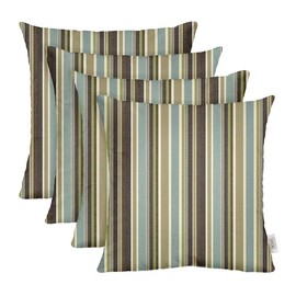 RSH DECOR: Sunbrella Square Throw Pillows Set of 4 | 20" x 20" | Water and Fade-Resistant Performance Fabric | Outdoor Pillow Covers with Down-Alternative Inserts | Brannon Whisper