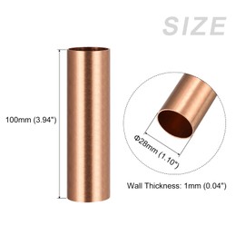 METALLIXITY Copper Pipe (28 mm OD x 1 mm Wall D x 100 mm L) Pack of 2 Straight Hoses - for Home Furniture Machines DIY Crafts
