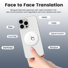 Translation Device, Supports 50+ Languages, 30 Day Standby, Magnetic Design Translator Device,Supports Video and Voice Call Translation, Suitable for iOS and Android (White)