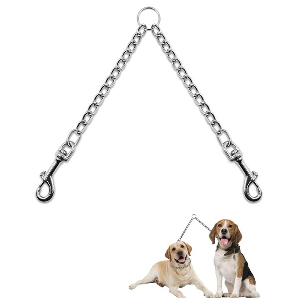 Mystercome Metal Double Dog Leash Chew Proof Chain Leash 2
