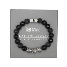 Black Onyx and Lava Stone Bracelet, Men's Designer Bracelet, Quality Bead Jewelry for Man