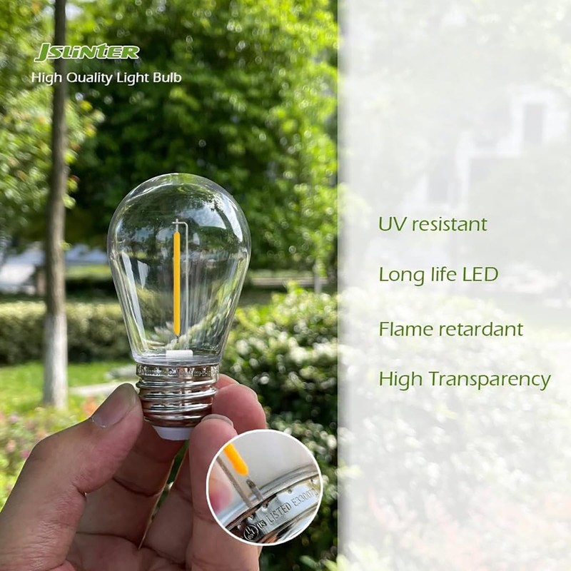 Jslinter 24-Pack LED 1W String Light Bulbs, S14 Plastic Shatterproof