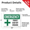 First Aid Kit Inside OSHA Emergency Aluminum Sign 10 Inch