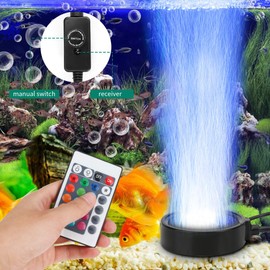 Number-one Aquarium Bubble Light LED Fish Tank Bubbler Light, Remote Controlled Aquariums Air Stone Disk Lamp with 16 Color Changing, 4 Lighting Effects for Fish Tanks and Fish Ponds